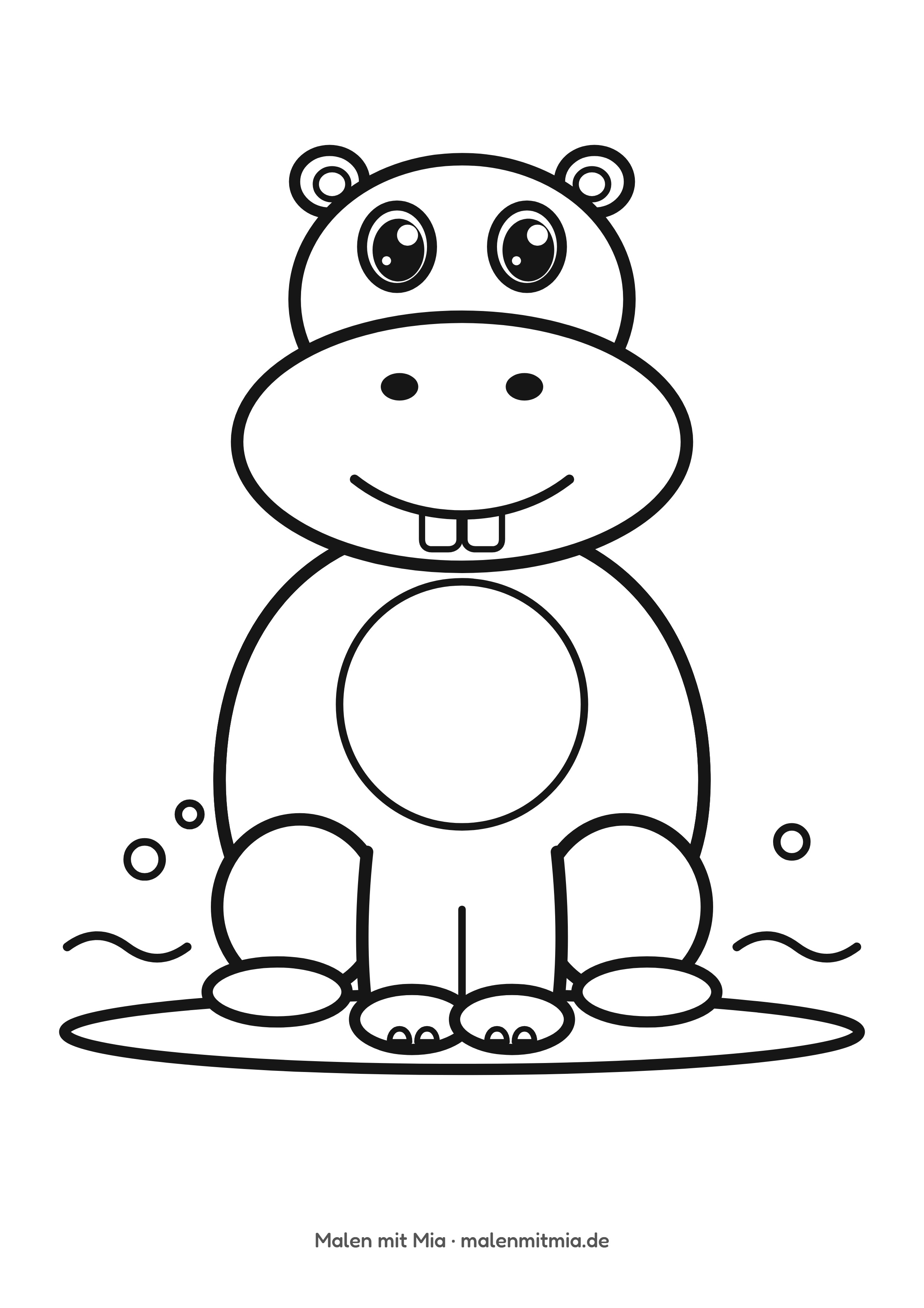 Ausmalbild Nilpferd